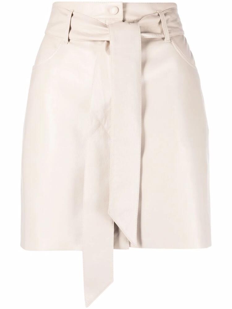 Nanushka A-line belted mini skirt - Neutrals Cover