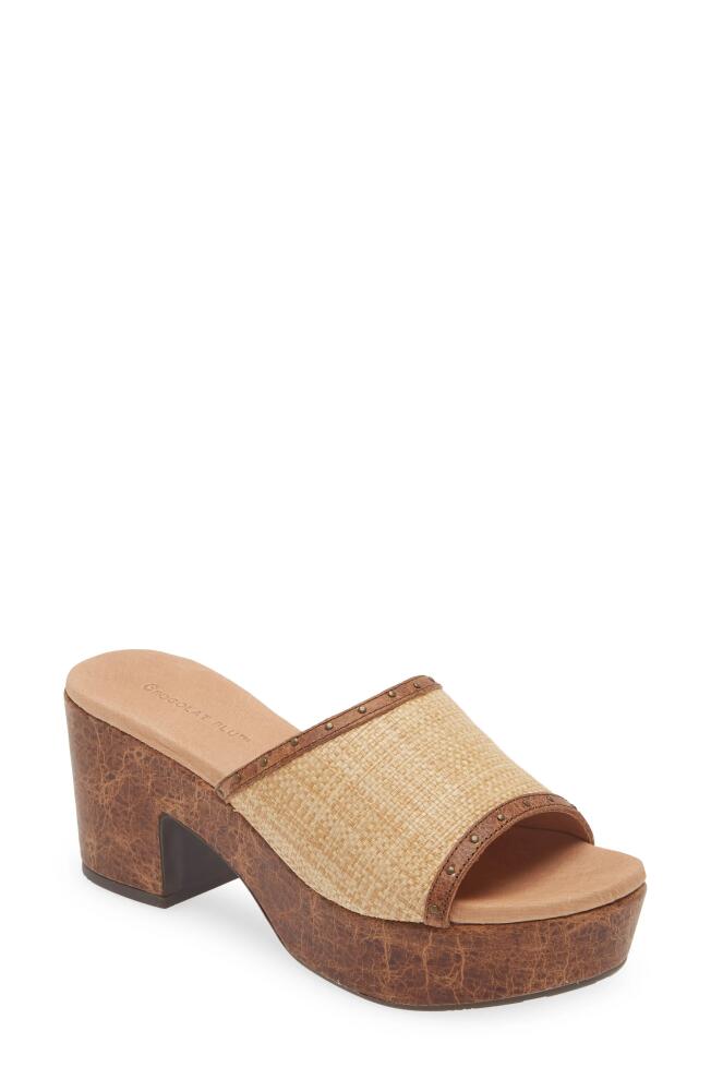 Chocolat Blu Guro Platform Sandal in Brown Combo Raffia Cover