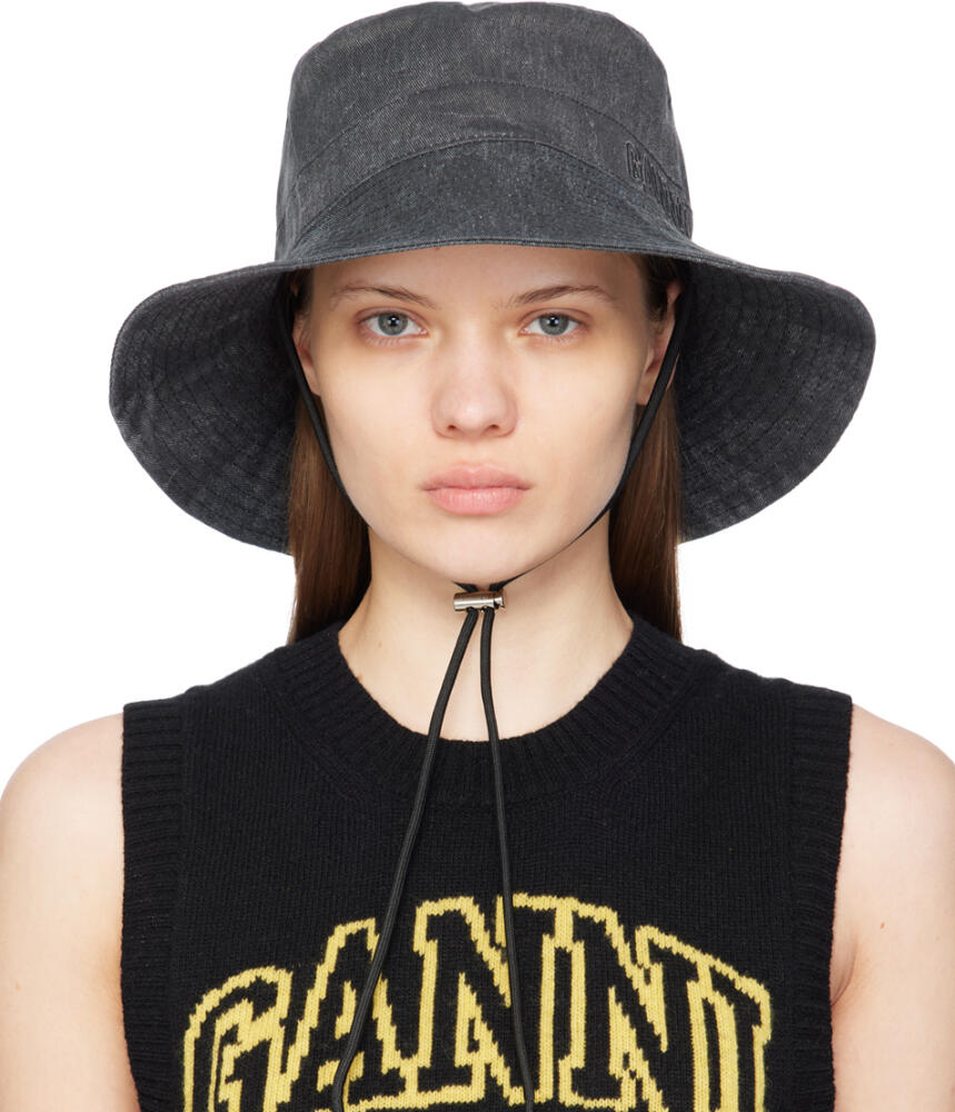 GANNI Black Faded Bucket Hat Cover