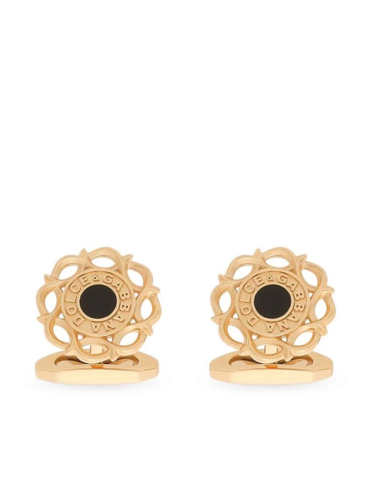 Dolce & Gabbana floral-motif cufflinks - Gold Cover