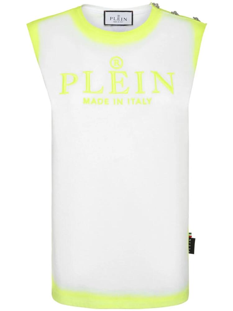 Philipp Plein logo-embroidered cotton tank top - White Cover