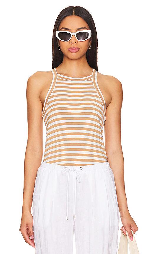 LNA Dylan Striped Tank in Tan Cover