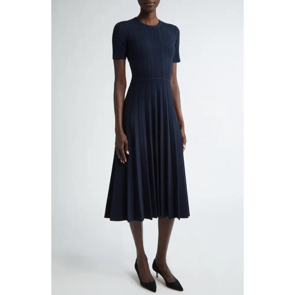 Jason Wu Collection Mixed Stitch Midi Sweater Dress in Navy Cover