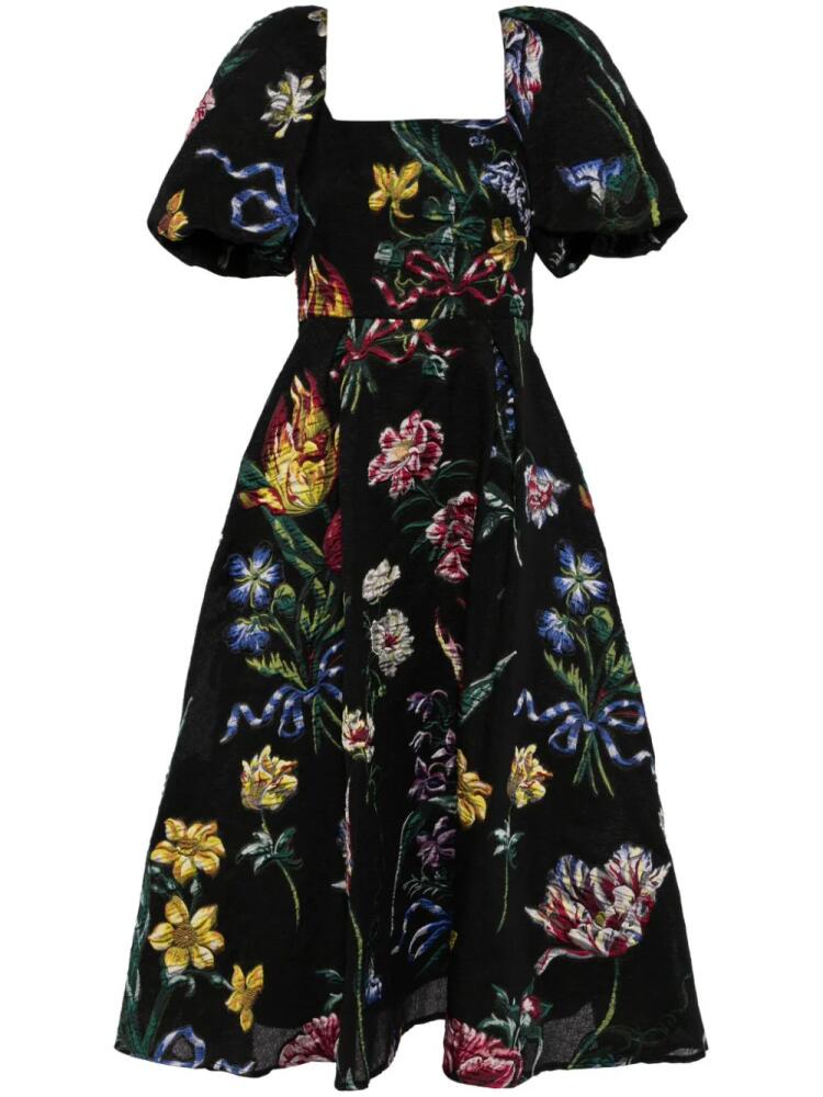 Marchesa Notte Alexander floral midi dress - Black Cover