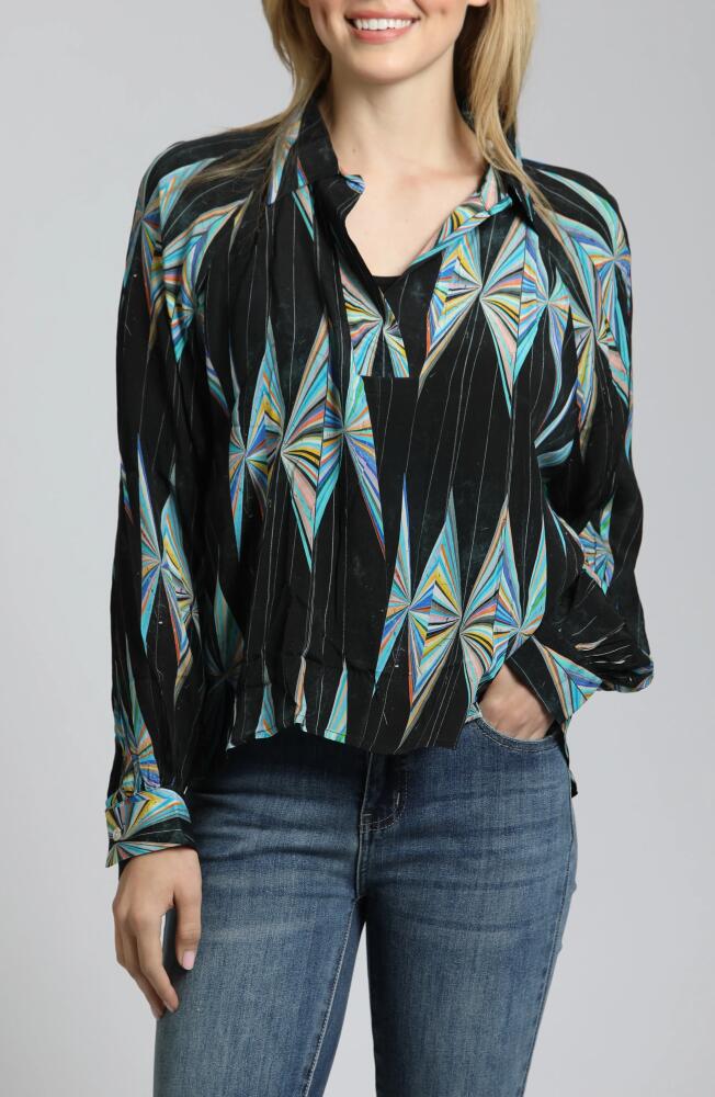 APNY Geo Print Long Sleeve Shirt in Black Multi Cover