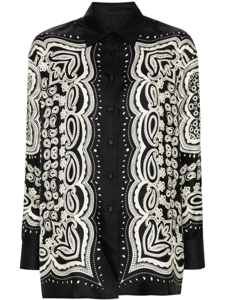 Nili Lotan Alfie bandana-print silk shirt - Black Cover