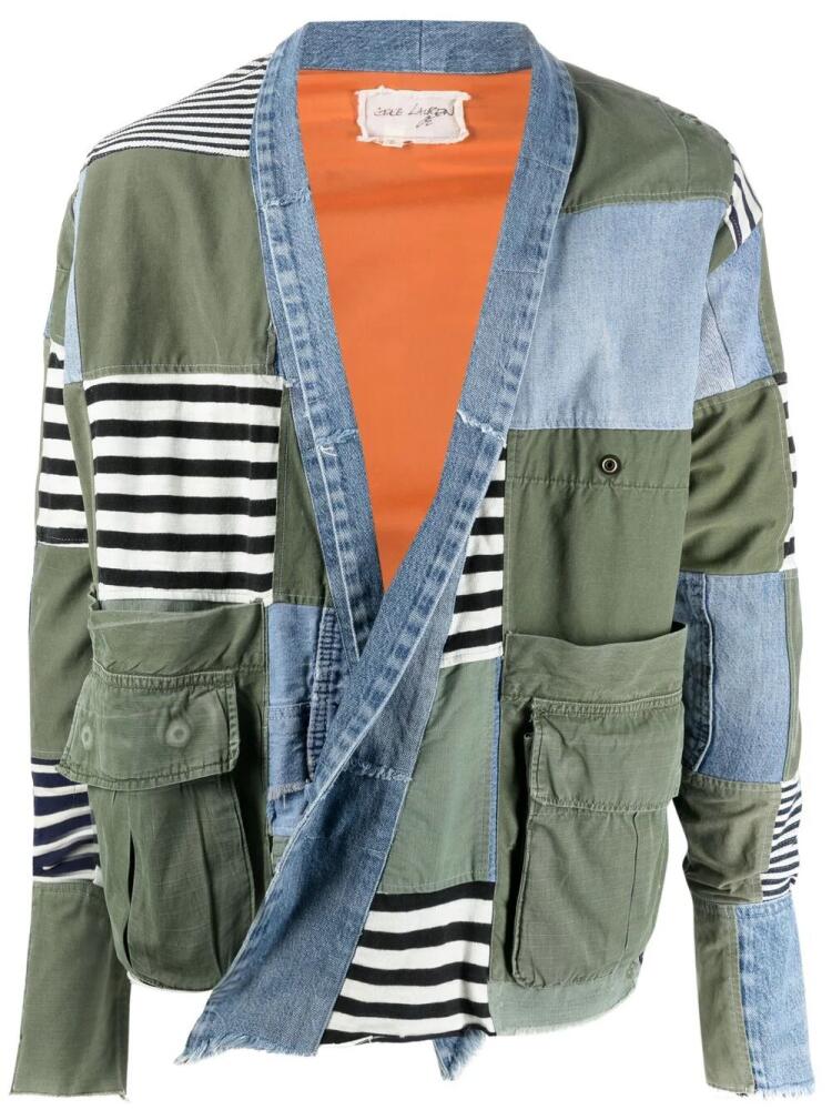 Greg Lauren open-front patchwork jacket - Blue Cover