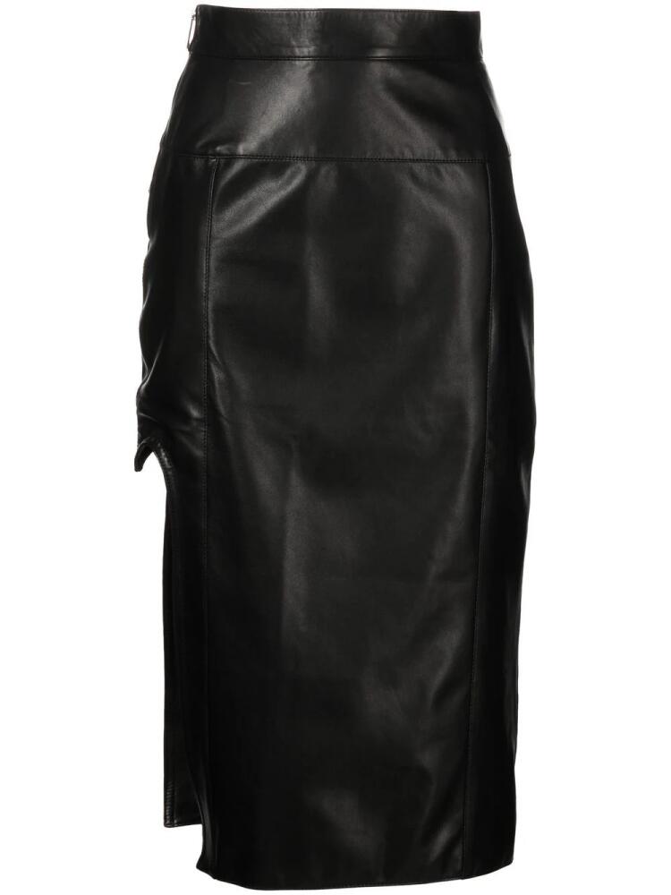 Boyarovskaya cut-out leather midi skirt - Black Cover