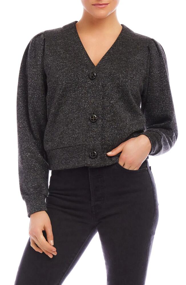 FIFTEEN TWENTY Madeline Metallic Crop Cardigan in Black With Silver Cover