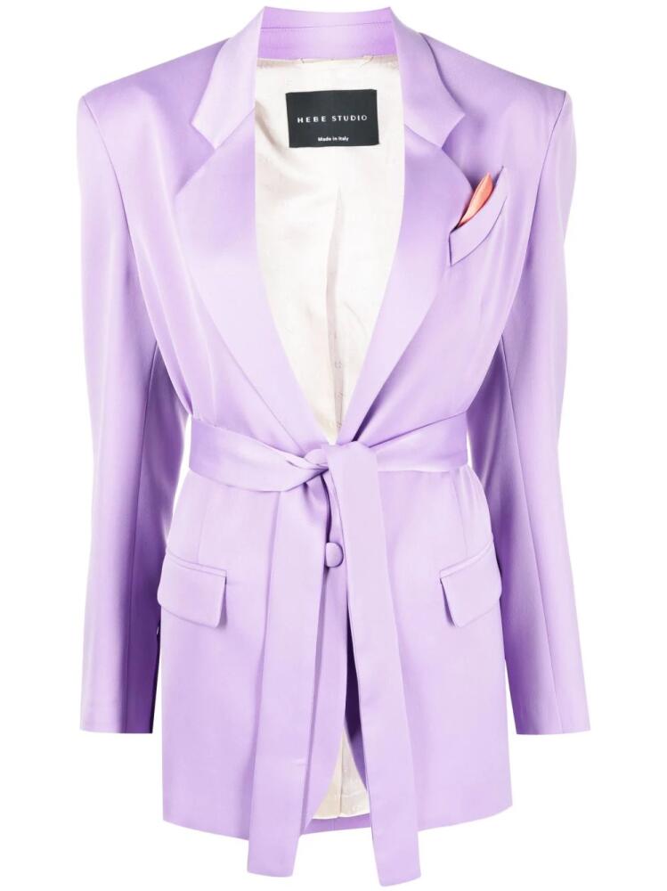 Hebe Studio belted-waist long-sleeve blazer - Purple Cover