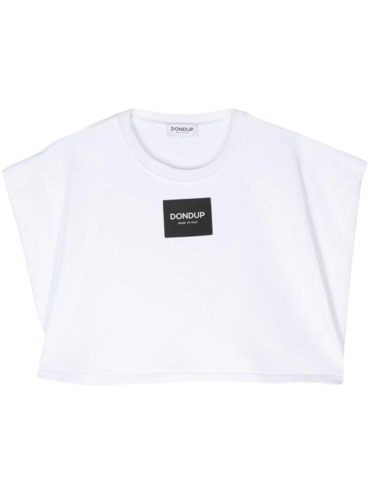 DONDUP logo-patch cropped top - White Cover