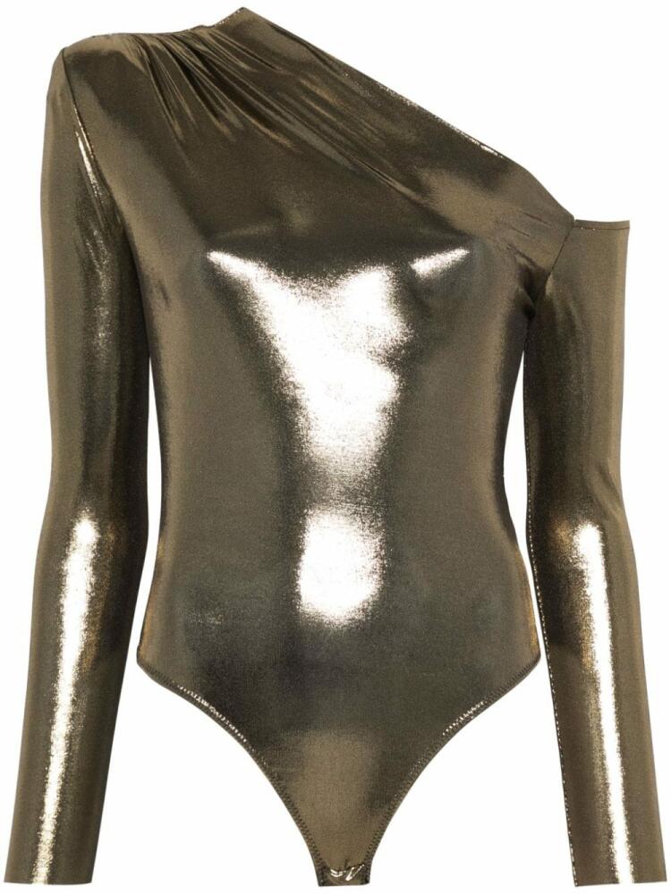 NISSA lamé-effect bodysuit - Gold Cover