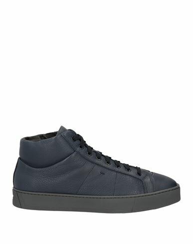 Santoni Man Sneakers Navy blue Leather Cover