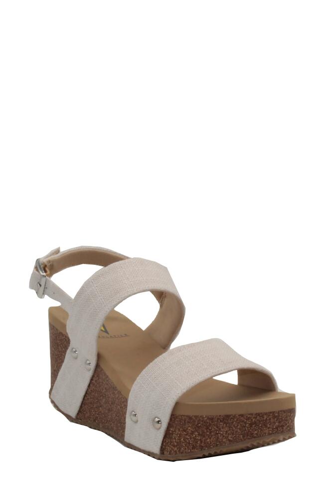 Volatile Summer Love Platform Wedge Sandal in Bone Fabric Cover