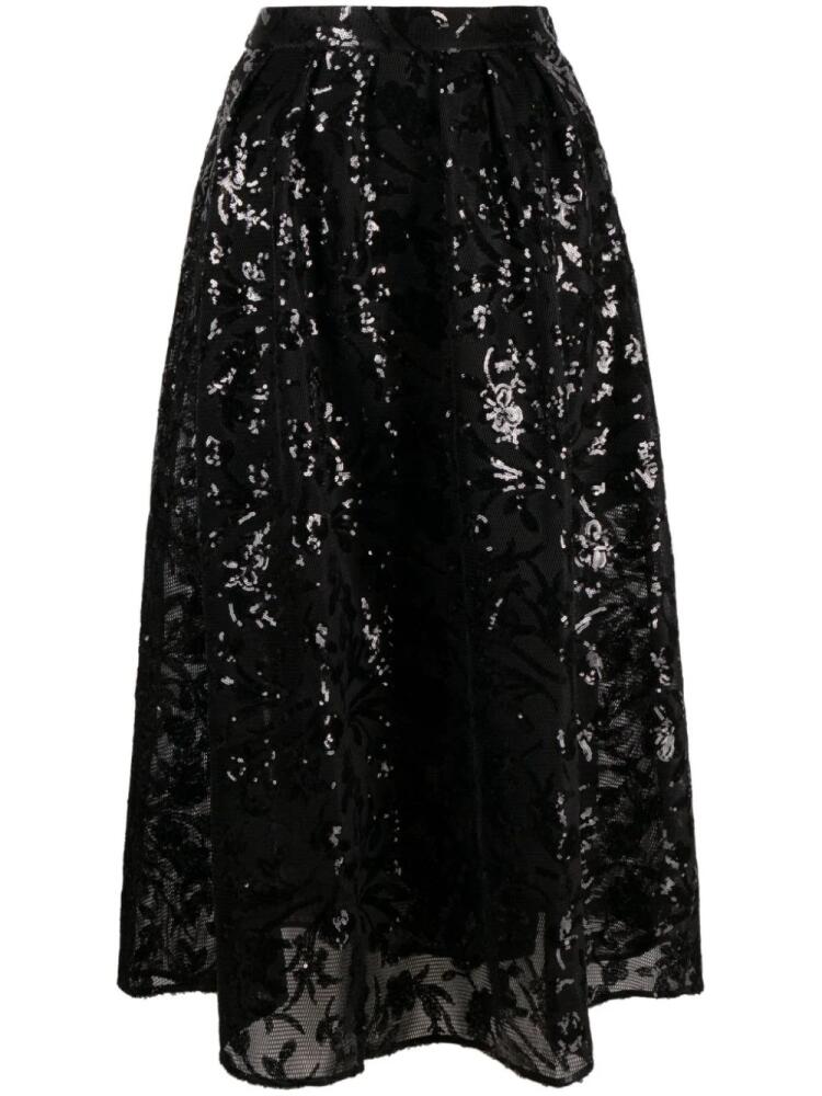 Maje sequinned mesh midi skirt - Black Cover