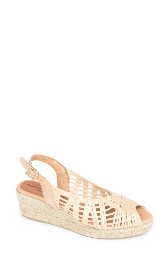 patricia green Willow Raffia Slingback Espadrille Peep Toe Platform Wedge Sandal in Natural Cover