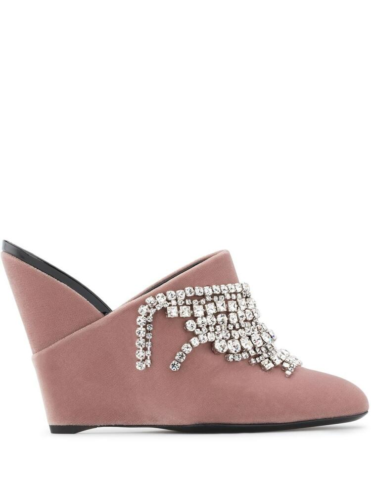 Giuseppe Zanotti Deva crystal-embellished wedges mules - Pink Cover