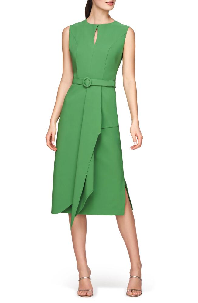 Kay Unger Kamala Belted Midi Dress in Lush Green Cover