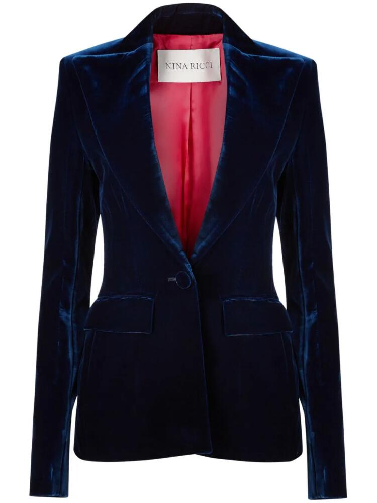 Nina Ricci velvet single-breasted blazer - Blue Cover