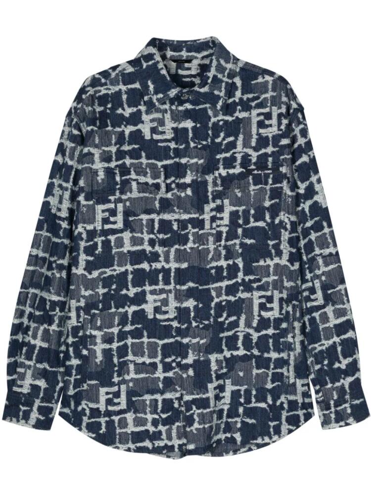 FENDI FF-pattern denim shirt jacket - Blue Cover