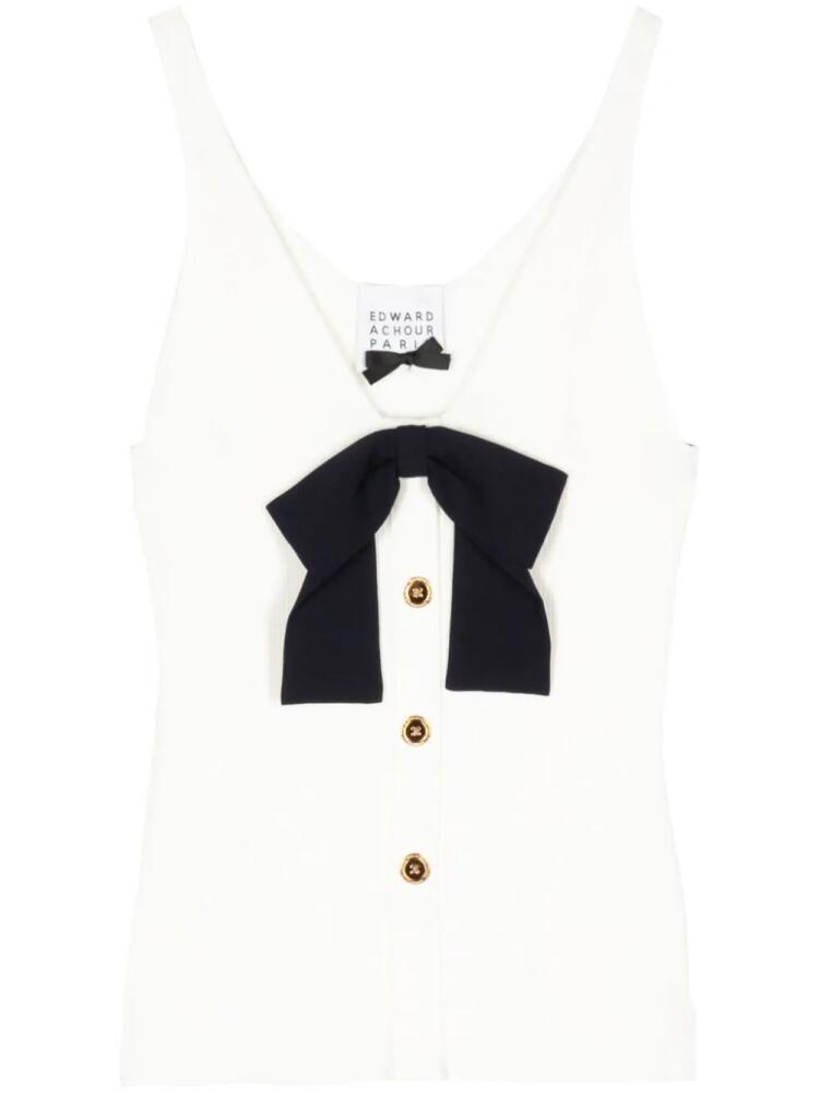 Edward Achour Paris bow-embellished knitted top - White Cover