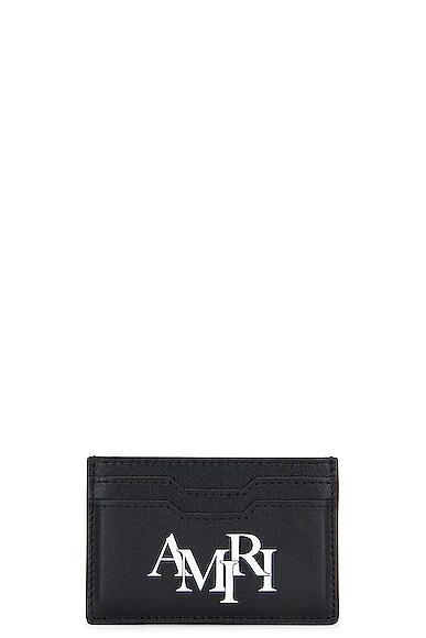 Amiri Printed Staggered Logo Card Holder in Black Cover