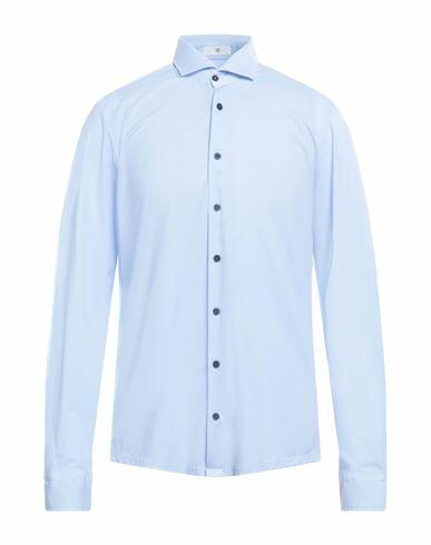 Pmds Premium Mood Denim Superior Man Shirt Sky blue Polyamide, Polyester, Elastane Cover