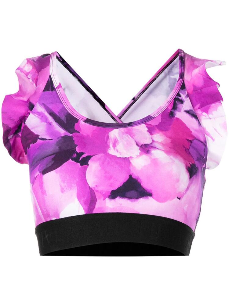 Marchesa floral-print sports bra - Purple Cover