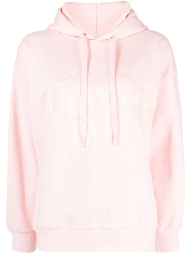 CHOCOOLATE logo-embroidered cotton hoodie - Pink Cover