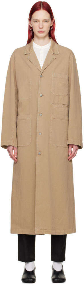 MM6 Maison Margiela Beige Embroidered Denim Coat Cover