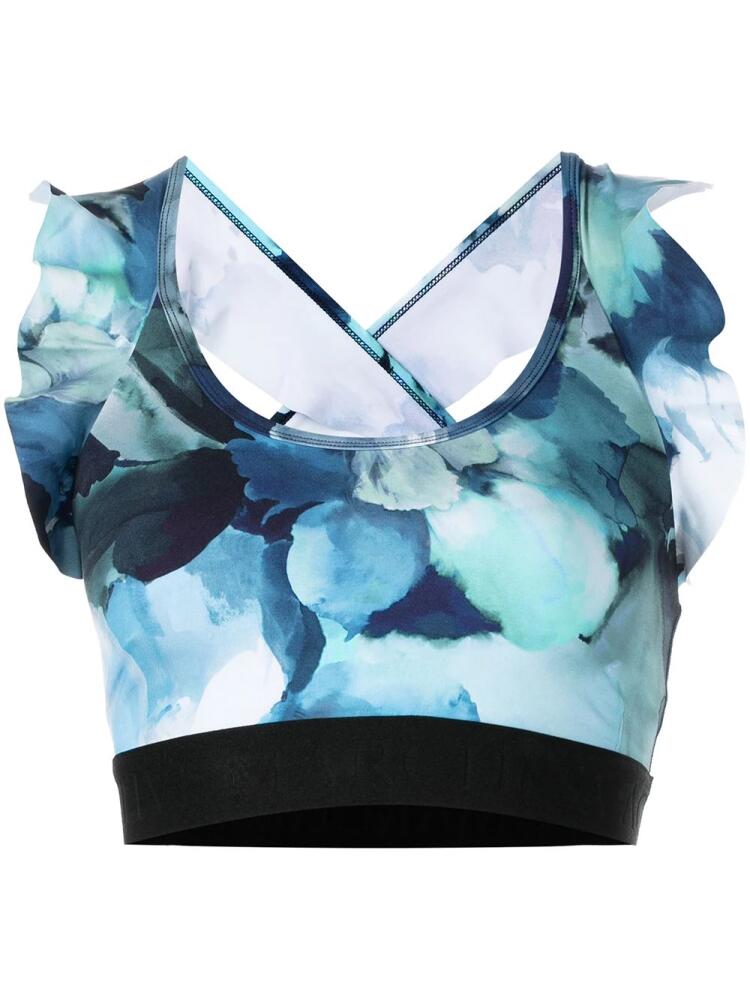 Marchesa floral-print sports bra - Blue Cover