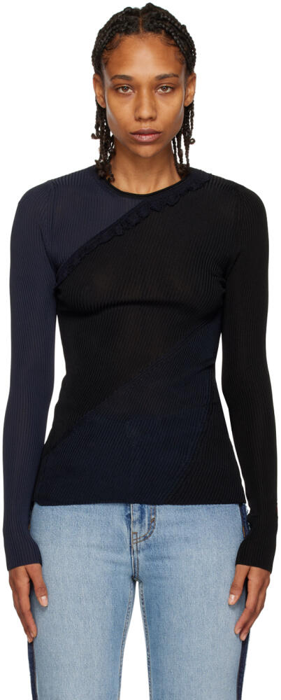 Victoria Beckham Black & Navy Spiral Long Sleeve T-Shirt Cover