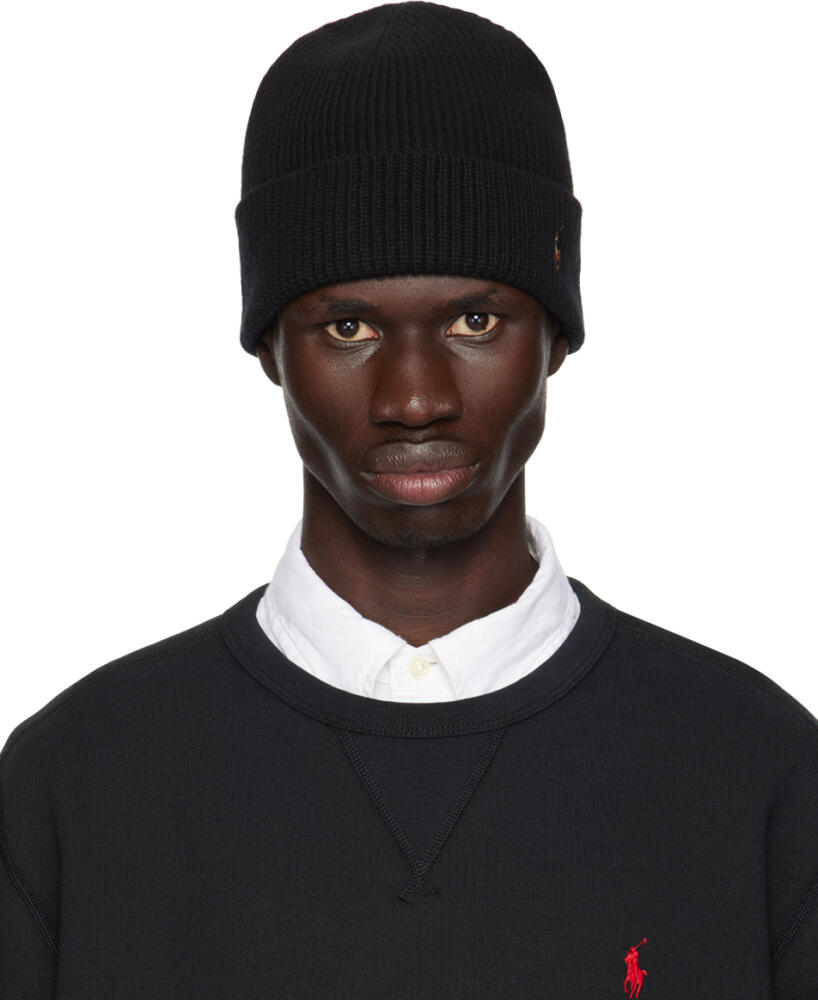 Polo Ralph Lauren Black Signature Cuff Beanie Cover