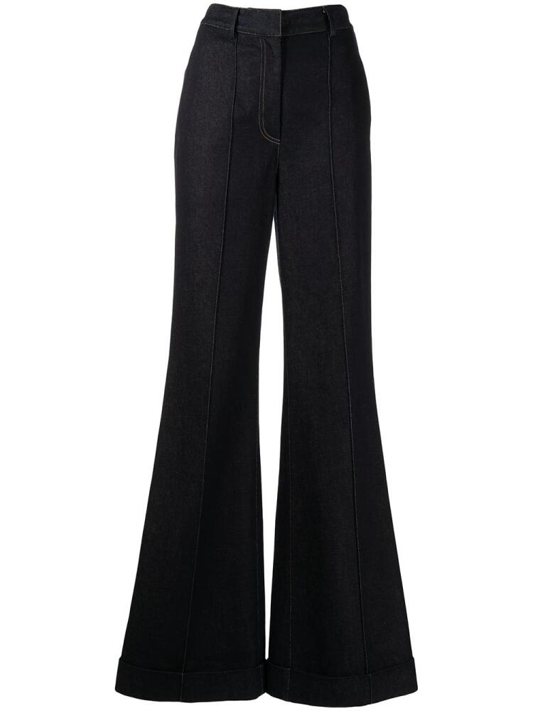 Adam Lippes high-waisted flared leg trousers - Blue Cover