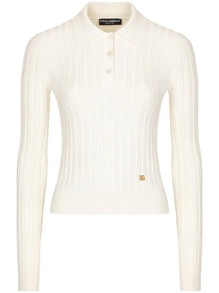 Dolce & Gabbana logo-plaque polo top - White Cover