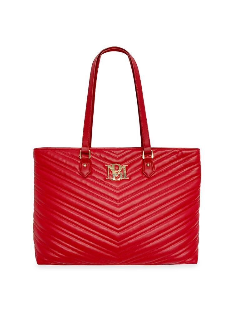 Badgley Mischka Women's V-Shape Quilt Tote - Red Cover