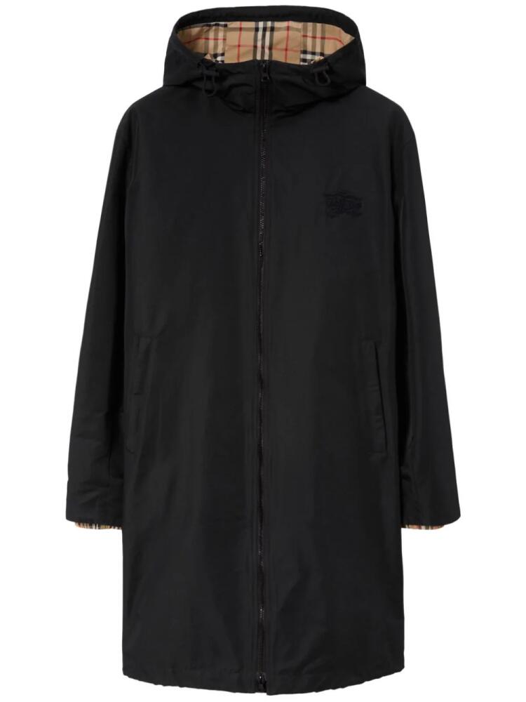 Burberry checked-hood long-sleeve coat - Black Cover