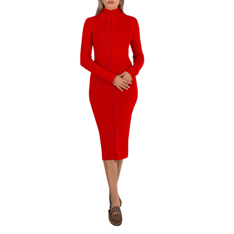 Loewe Vermillion Wool-Blend Zip-Up Midi Dress Cover