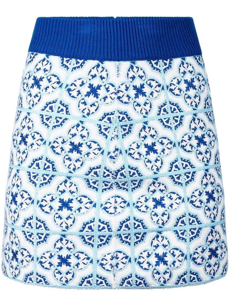 RTA Matilde tile-motif fitted skirt - Blue Cover