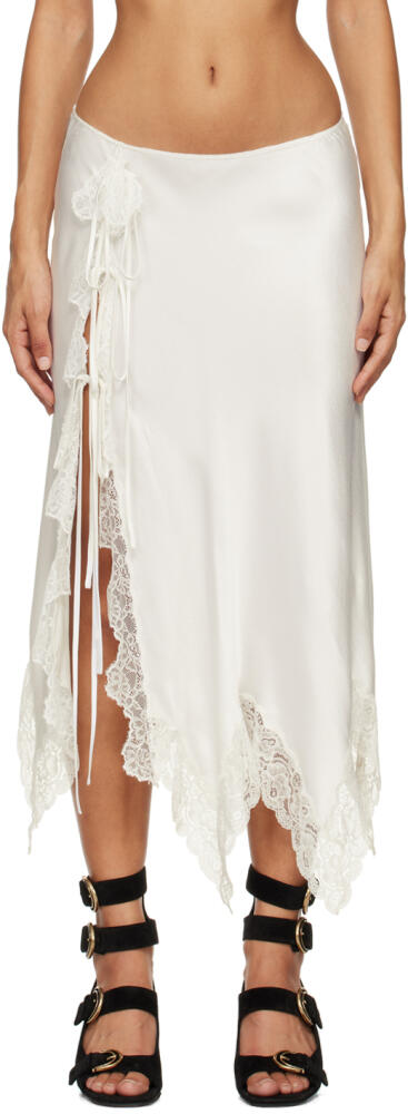 Chloé Off-White Lace Trim Midi Skirt Cover