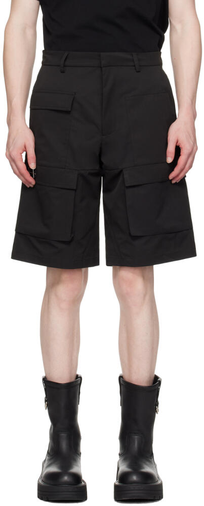 HELIOT EMIL Black Cellulae Cargo Shorts Cover