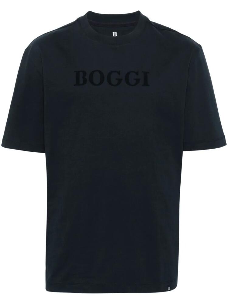 Boggi Milano flocked-logo cotton T-shirt - Blue Cover