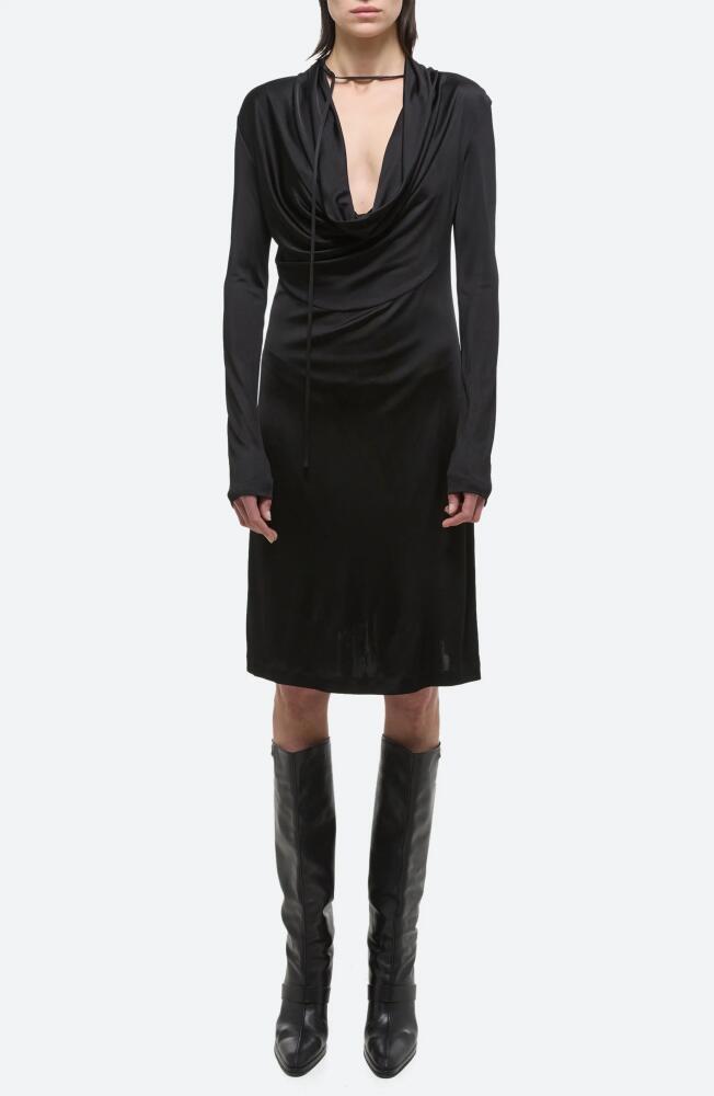 Helmut Lang Cowl Neck Long Sleeve Dress in Black Cover