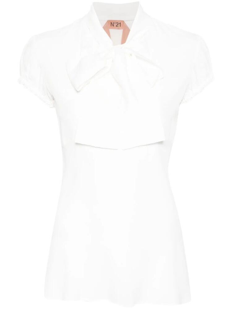 Nº21 crepe puff-sleeved blouse - White Cover