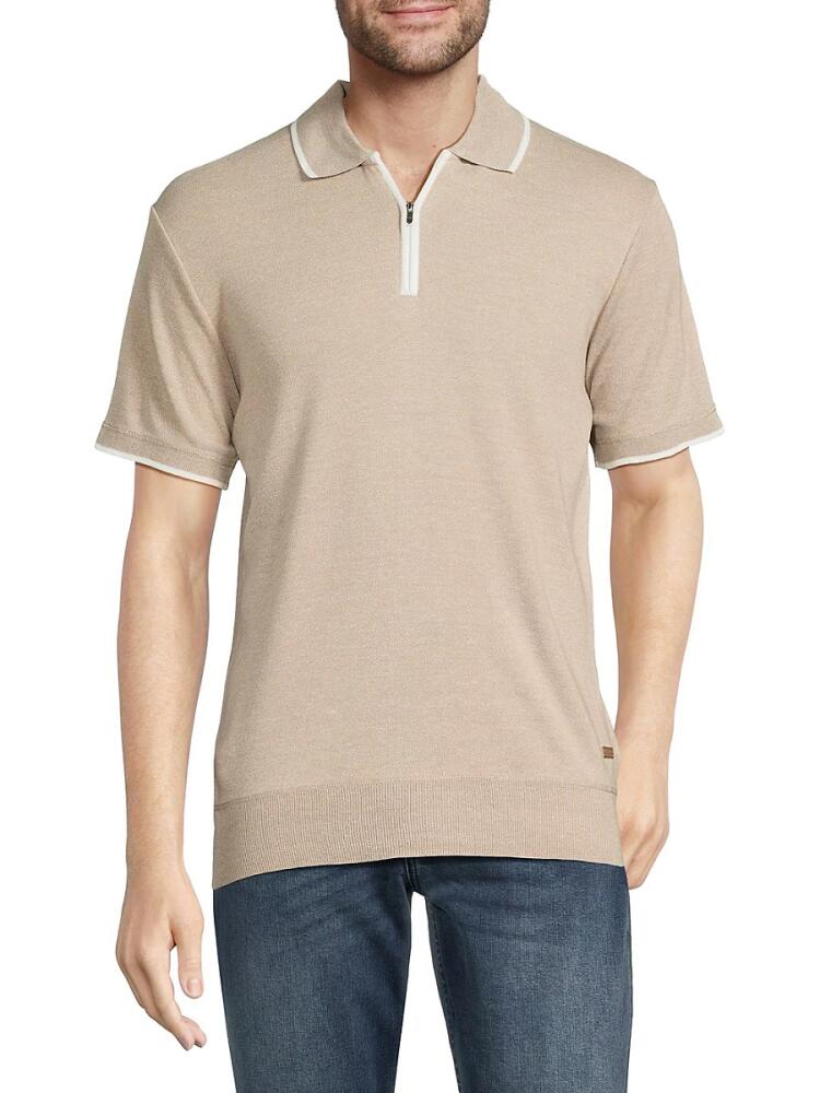 BUFFALO David Bitton Men's Ward Tipped Zip Polo - Jute Mix Cover