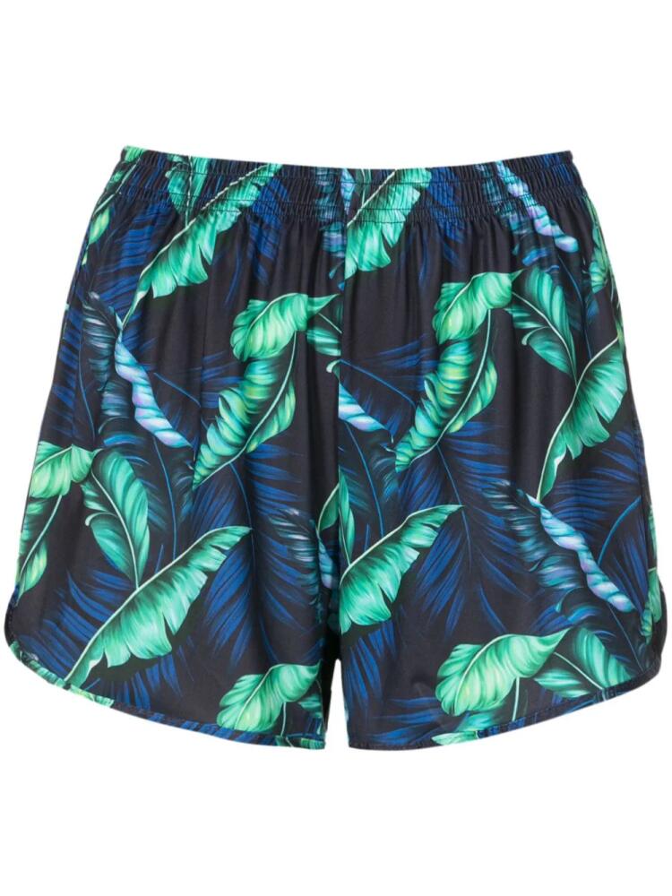 Lygia & Nanny Lee leaf-print mini shorts - Blue Cover