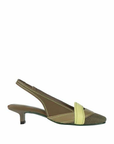 Daniele Ancarani Woman Pumps Khaki Soft Leather, Textile fibers Cover