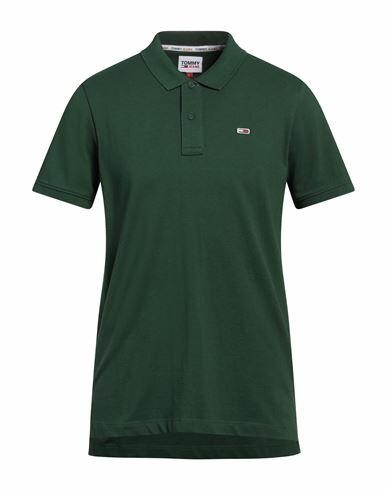 Tommy Jeans Man Polo shirt Green Cotton Cover