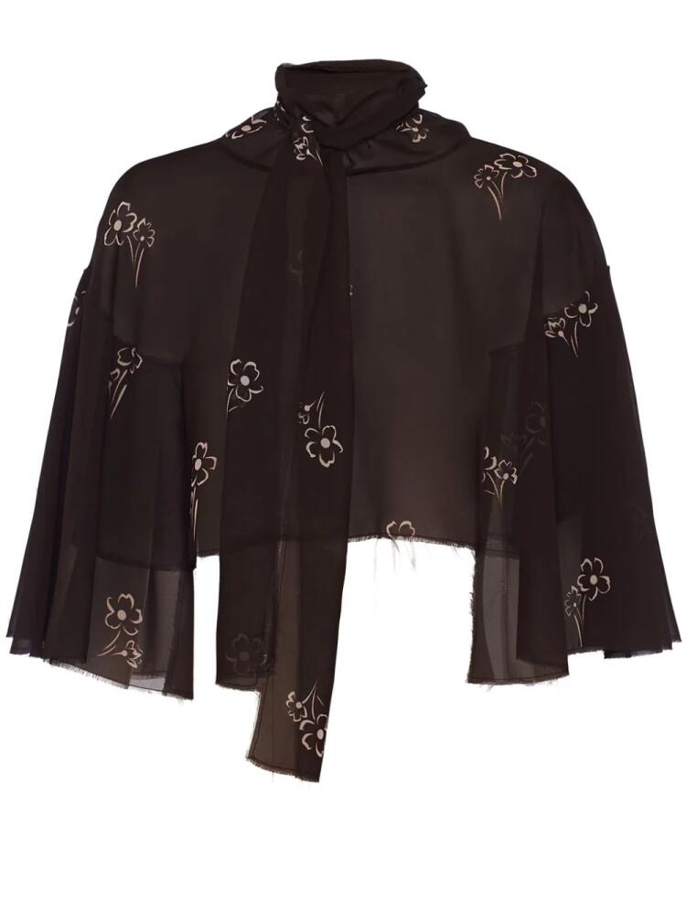 Prada floral-print georgette cape - Red Cover