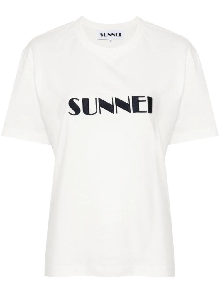 Sunnei logo-embroidered T-shirt - White Cover